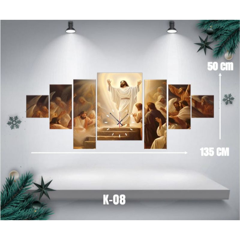 Jam Dinding Jumbo Motif Kristiani/Hadiah Natal/Hiasan Dinding Yesus