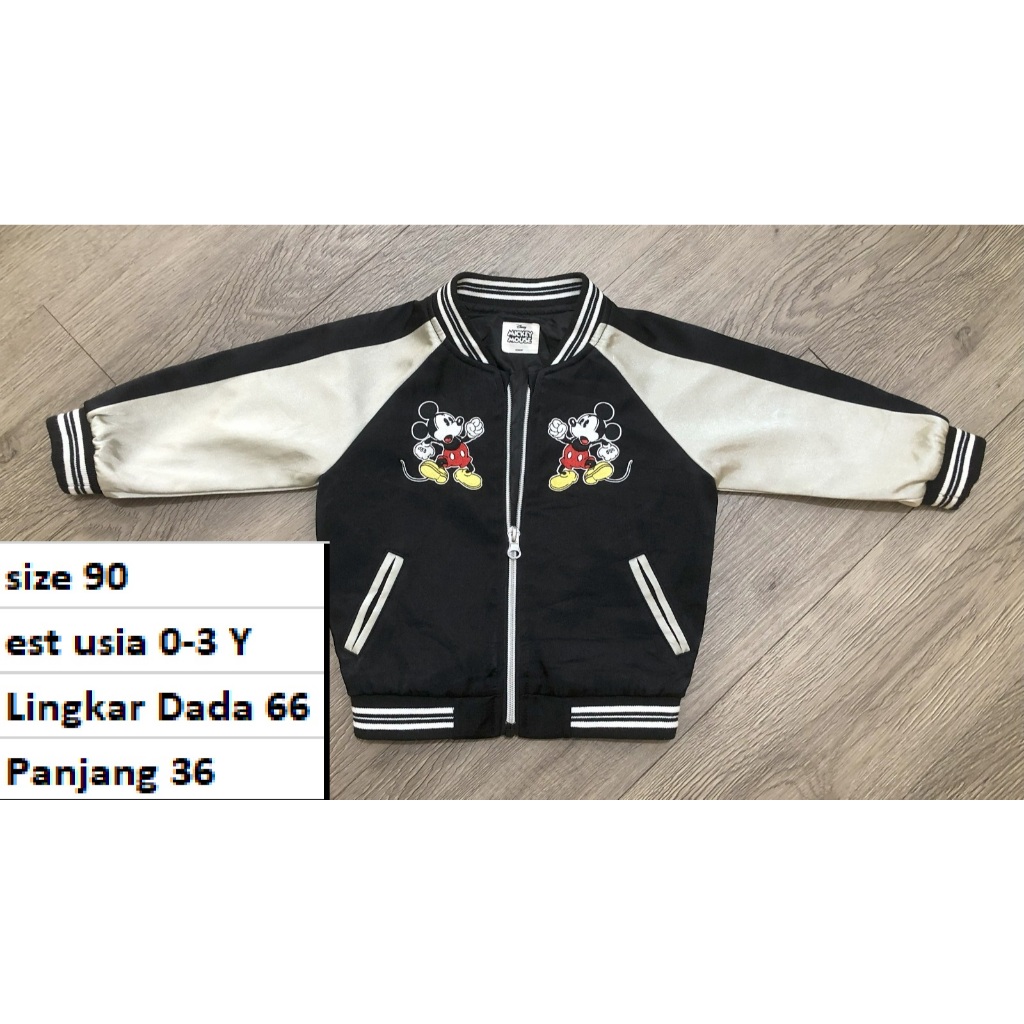 Jaket DISNEY - Jaket Sukajan Varsity Tebal Casual Anak Second Preloved
