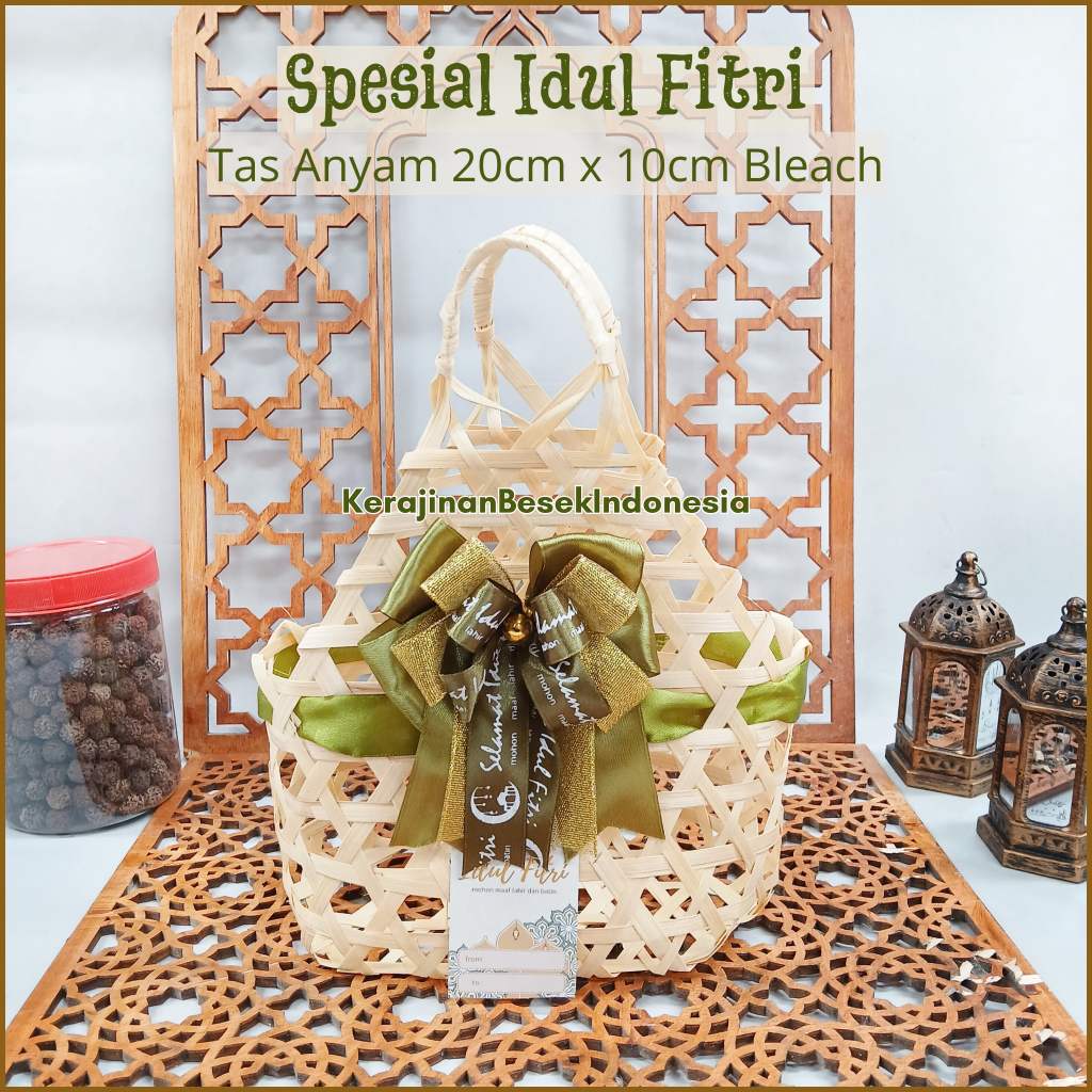 

TAS PARSEL LEBARAN 2025 MUAT 2 TOPLES TABUNG 600ml/800ml BANYAK HIASAN Tas you can see 20x10 pita sajadah mukena hampers idul fitri