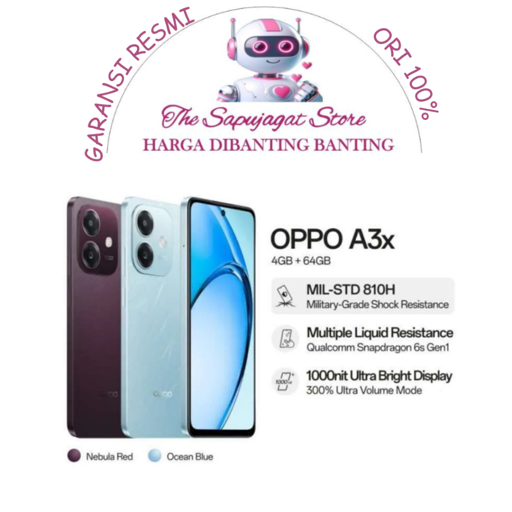 Oppo A3x 4/128  New Garansi Resmi Promo Bandung