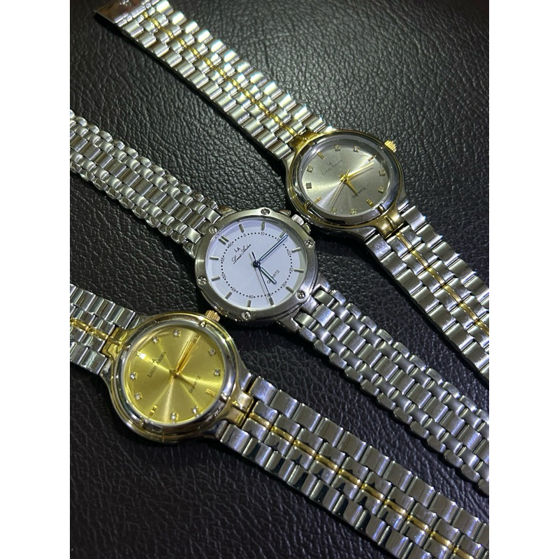 jam louis arden cowok cewek kombinasi gold stainless