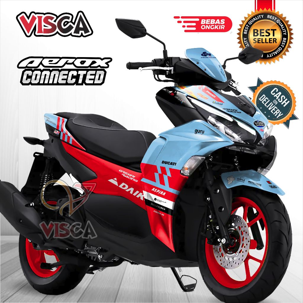 Decal Aerox 155 Connected 2021 2022 Full Body Stiker Aerox 155 Connected 2021 2022 Keren Striping Ae