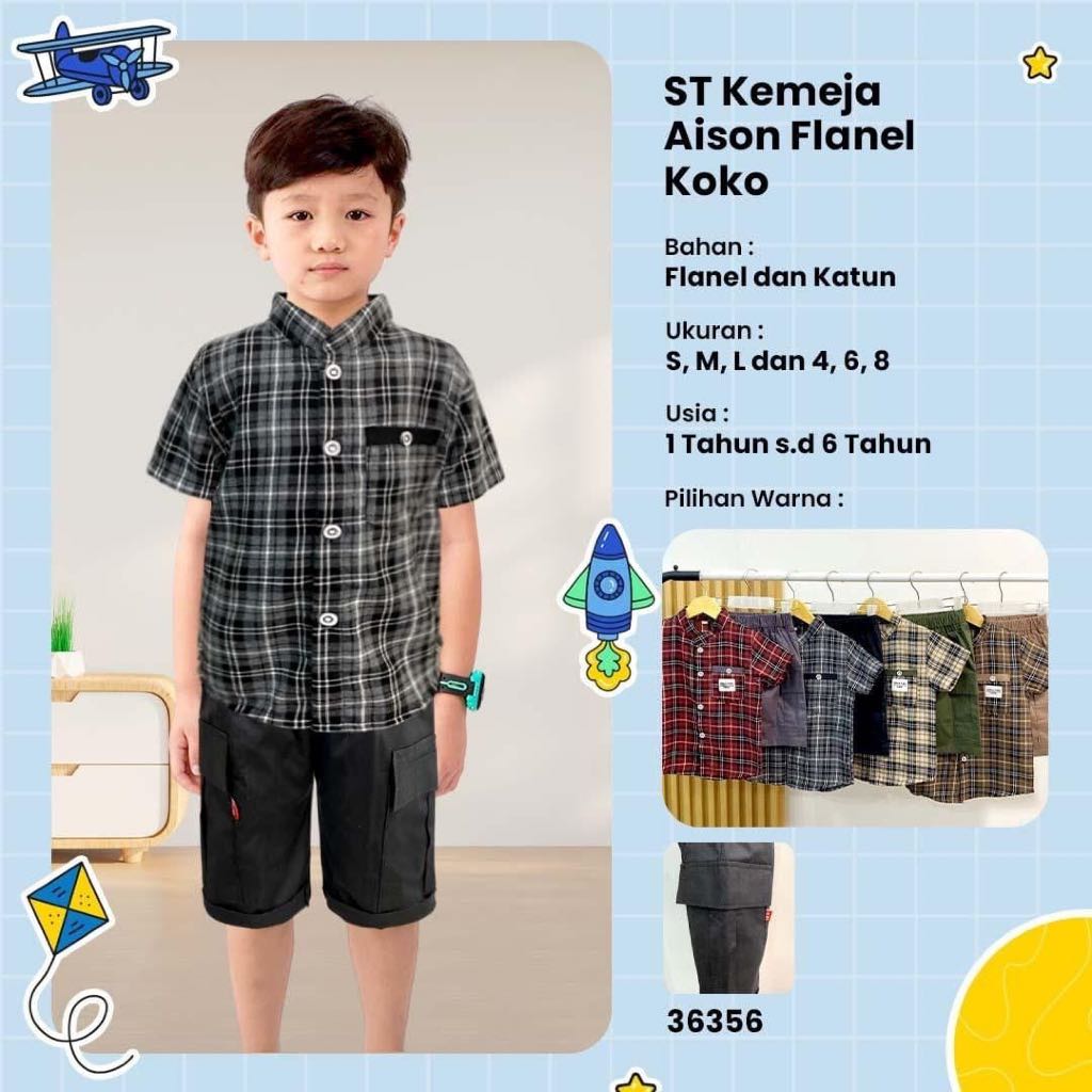 BAJU SETELAN KEMEJA ANAK LAKI LAKI PREMIUM / SETELAN KEMEJA ANAK COWO KEREN
