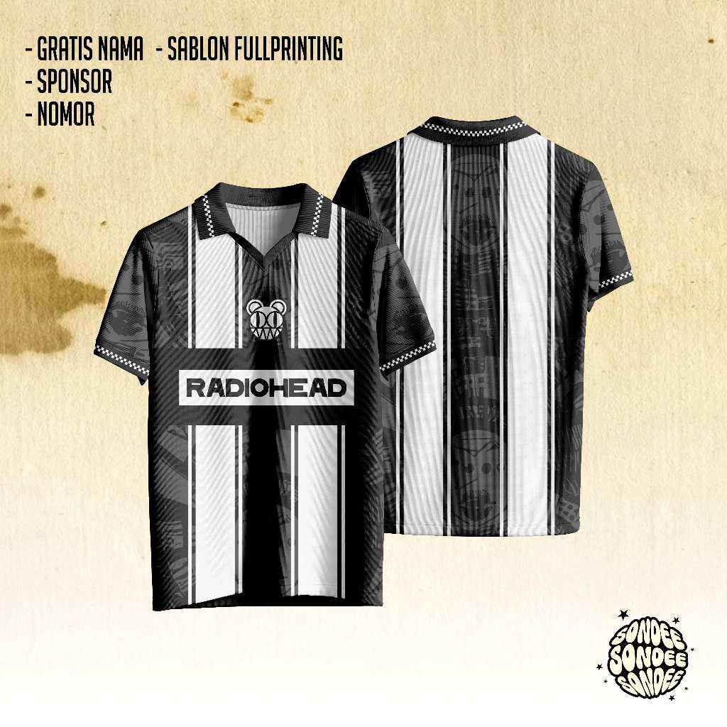 Baju Kaos Jersey Music Edition No Surprises Black Radiohead Full Printing