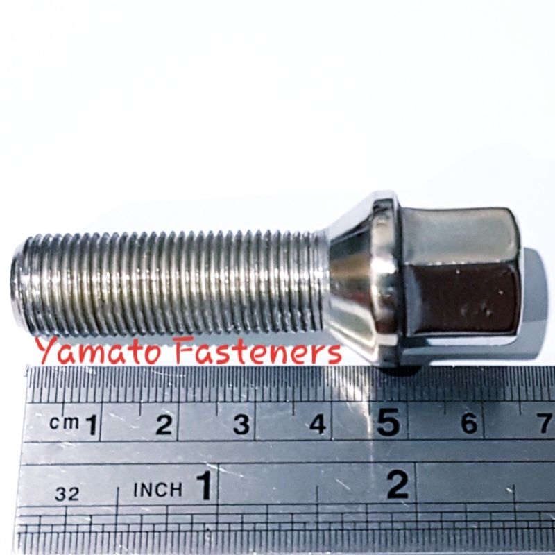 Baut Roda Mobil Eropa M14 x 40 Drat 1.25 Mercedes Benz BMW Mazda Peugeot Diameter 14 mm Panjang Bata