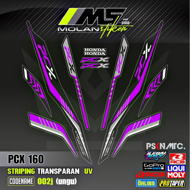 Decal Sticker Striping Variasi Transparan Uv PCX 160 All New Honda PCX 160 2025 PCX 160 2022-2025 PC