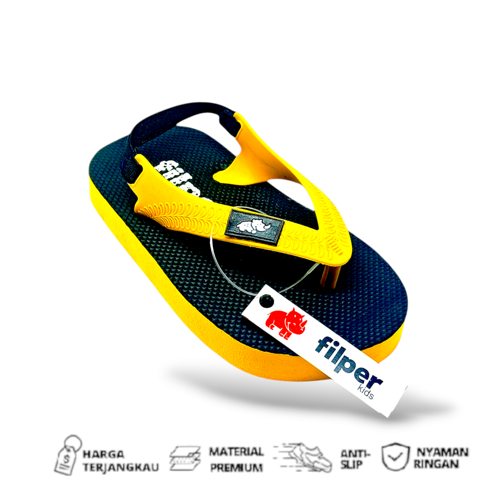 Sandal jepit anak flipper rubber tali belakang laki - laki/ perempuan,(UNISEX)-stirp hitam