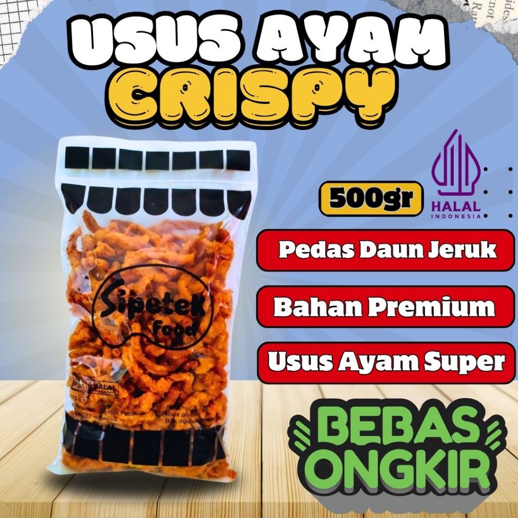 

Keripik Usus Ayam Krispi Sultan Bandung Kiloan Super Pedas Gurih Daun Jeruk Renyah Enak Kemasan 500g