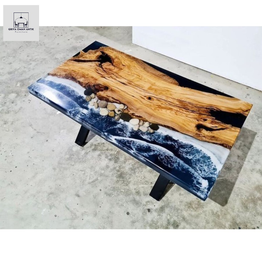 meja kayu kombinasi resin/meja resin/meja terbaru/meja kayu/meja ruang tamu/meja lesehan/meja custom