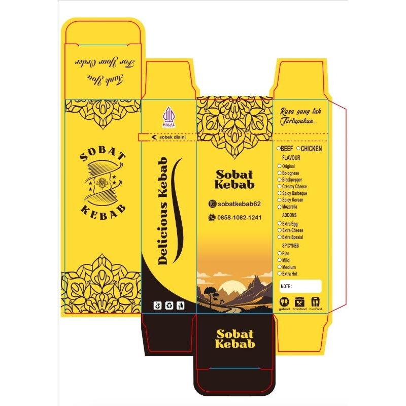 Custom Kemasan Kebab Kotak Kecil