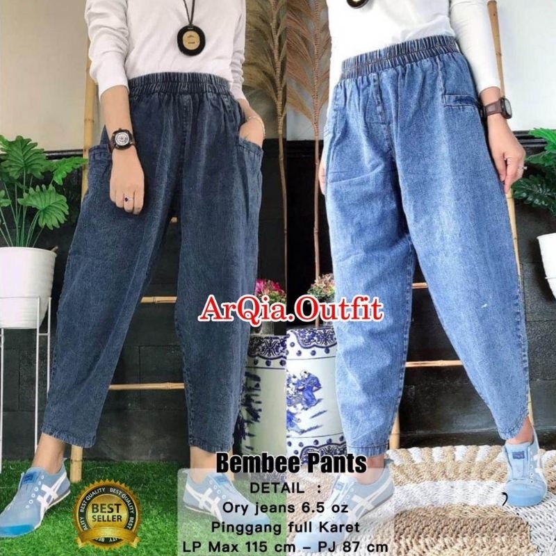 Bamble Pants || Ropsody Pants || Jeans Wanita Snow Wash Premium || Baggy Pants Jeans Wanita Model 7/