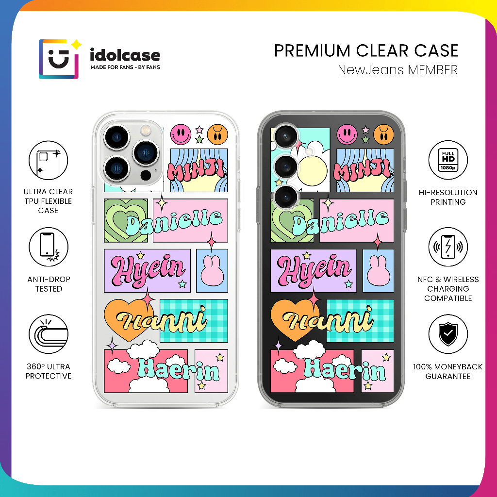Clear Case NEWJEANS MEMBER Bahan Tebal Banyak Varian Model NFC And Wireless Charging Compatible