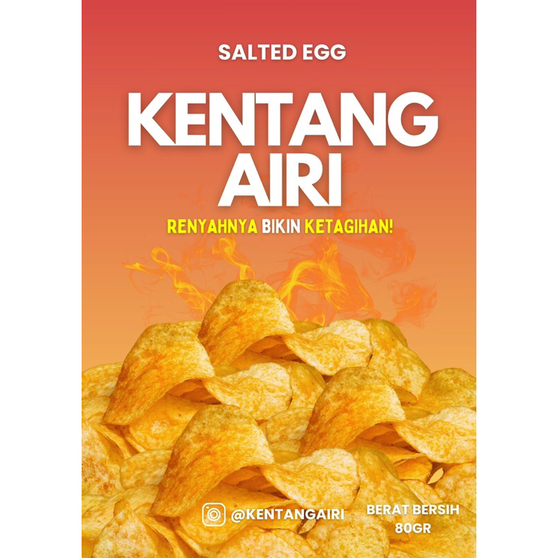 

KENTANG AIRI Keripik Kentang Premium 80 GRAM - Salted Egg (Best Seller)