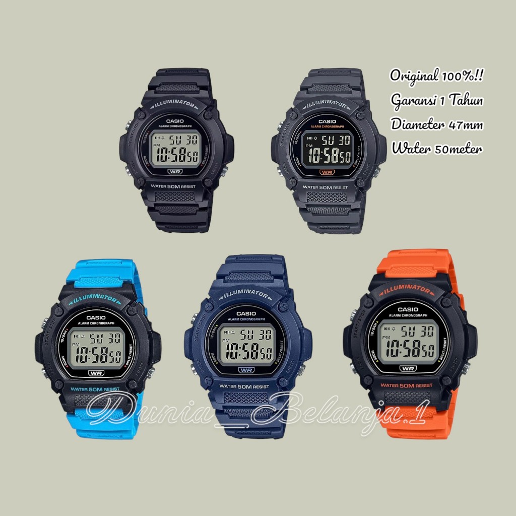 Original 100% CASIO W-219H-1AVDF W-219H-2A2VDF W-219H-2AVDF W-219H-4AVDF W-219H-8BVDF Jam Tangan Pri