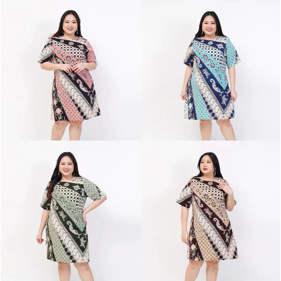 BAJU DRESS BATIK MODERN WANITA BIG SIZE JUMBO PREMIUM 038 J OVERSIZE XXL XXXL BAJU KERJA KANTOR PEST