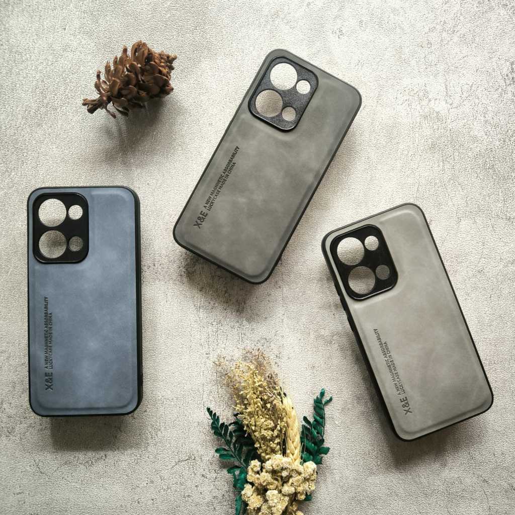 Case Oppo Reno13 5G Leather Magnetic Suede Casing Tekstur Kulit Domba Halus Hybrid Camera Protect Re