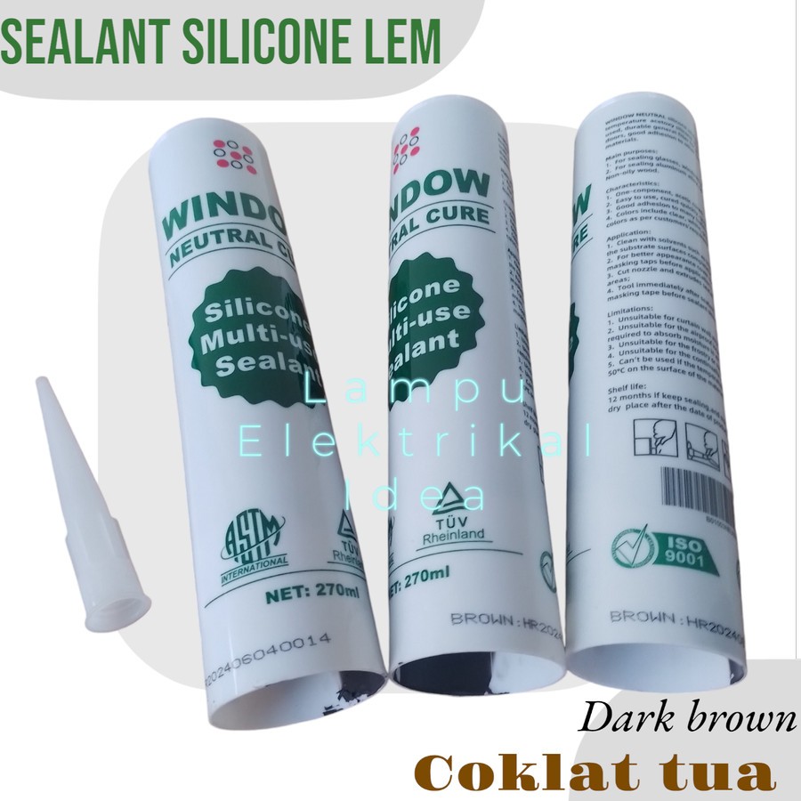 Sealent Silent Kaca Warna Coklat Gelap/ Lem Tube Silicone Dark Brown
