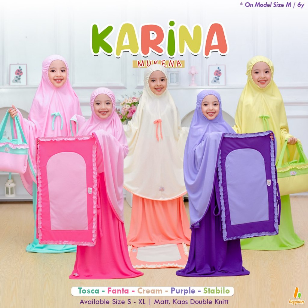Heppinn - Mukena Anak Karina / Mukena Anak Set Sajadah Tas /  Mukena Anak Kaos / Mukena Anak Polos
