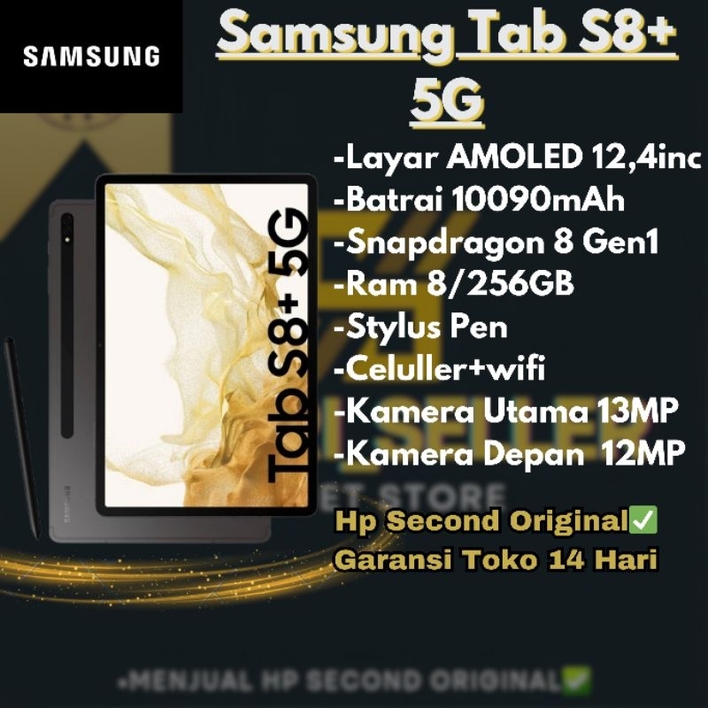 Samsung Tab S8 plus 5G Second Ori