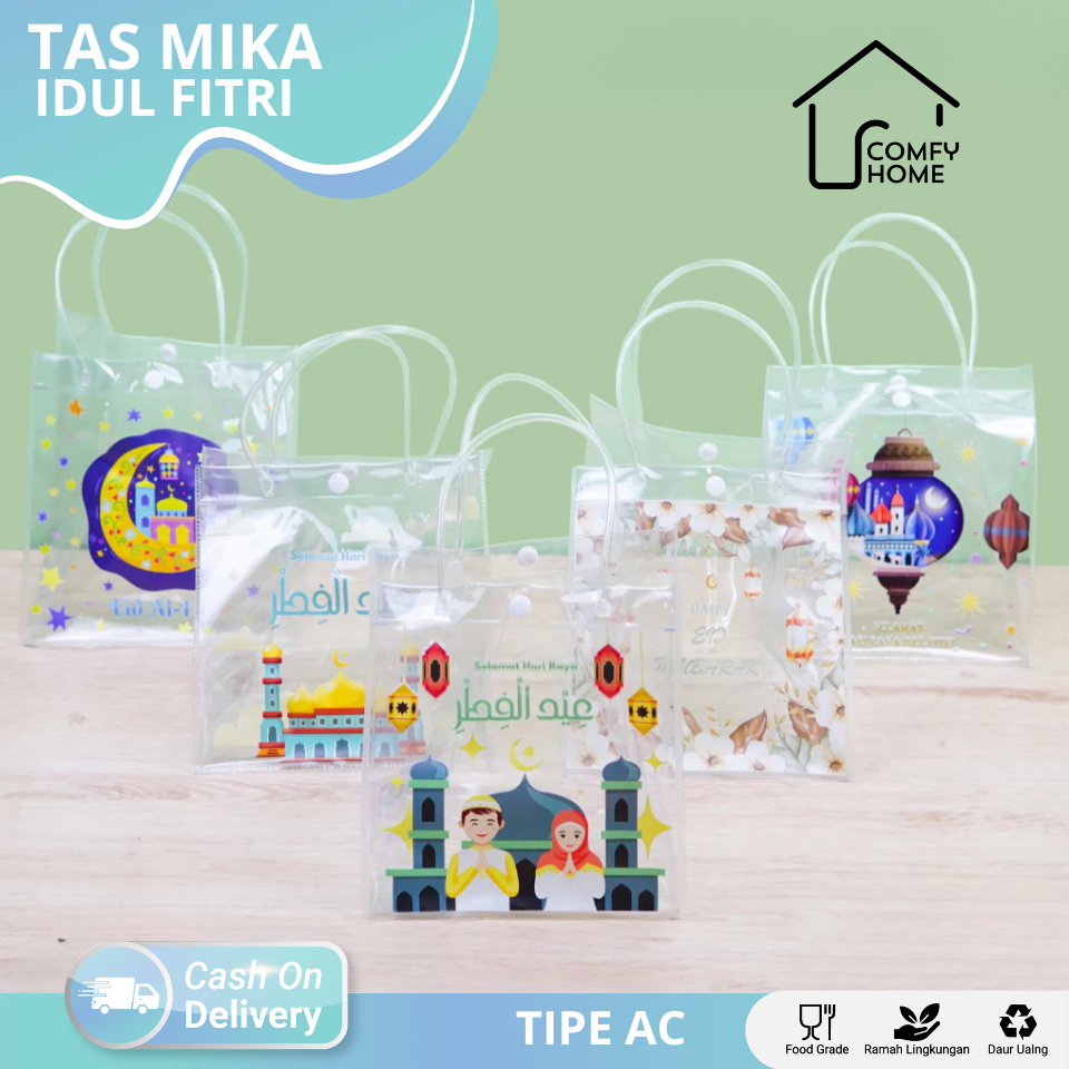

Tas Mika PVC Transparan / Tas Mika PVC Polos Goodiebag Hampers Idul Fitri Transparant Bening Murah / Tas Transparan Hampers Lebaran Idul fitri AC07-AC35 LEBARAN