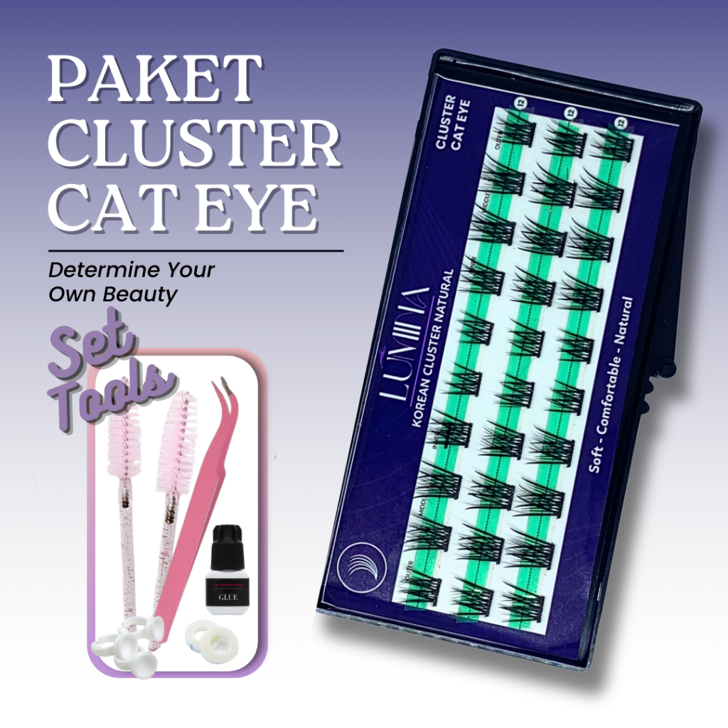 Lumina Bulu Mata Cluster Cat Eye Paket Eyelash Extension