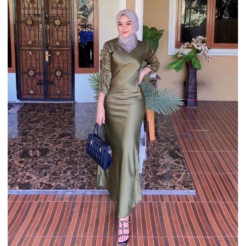 DRES KEKINIAN DARLA SILK SATIN DRES KONDANGAN/BAJU lebaran