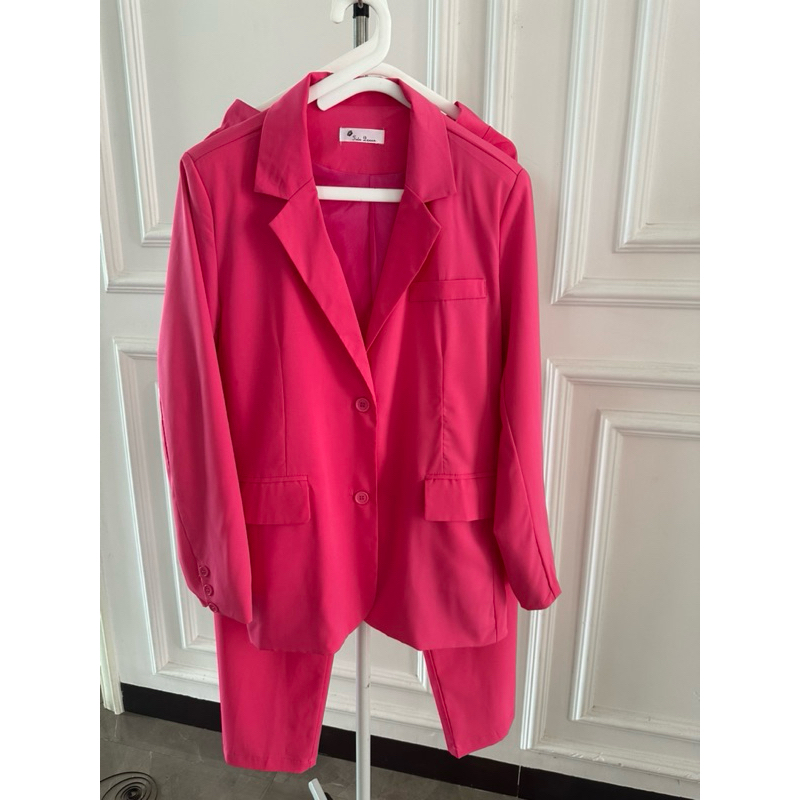Preloved setelan blazer pink