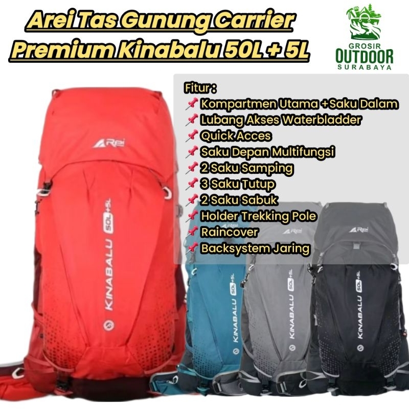 Arei Tas Gunung Carrier Premium Kinabalu 50L + 5L