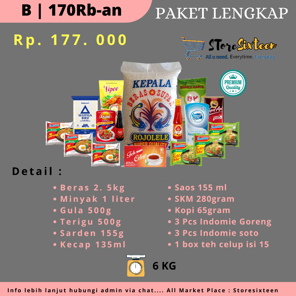 

Paket Sembako Murah Lengkap B / Paket Sembako Murah By Storesixteen