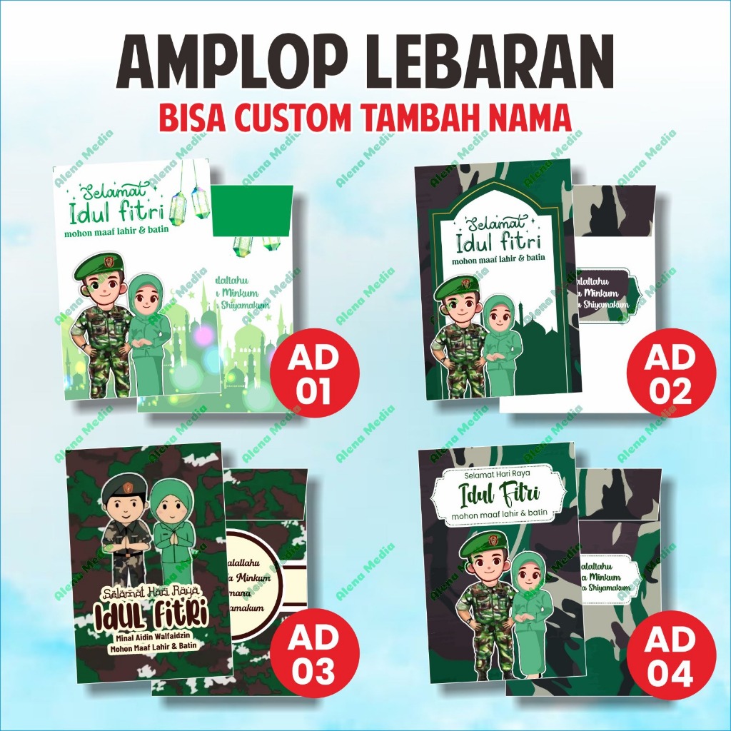 

[ISI 10 BIJI] Amplop Lebaran TNI Idul Fitri Bisa Custom - Tersedia Harga Grosir | Amplop Custom Kecil Lebaran TNI Custom