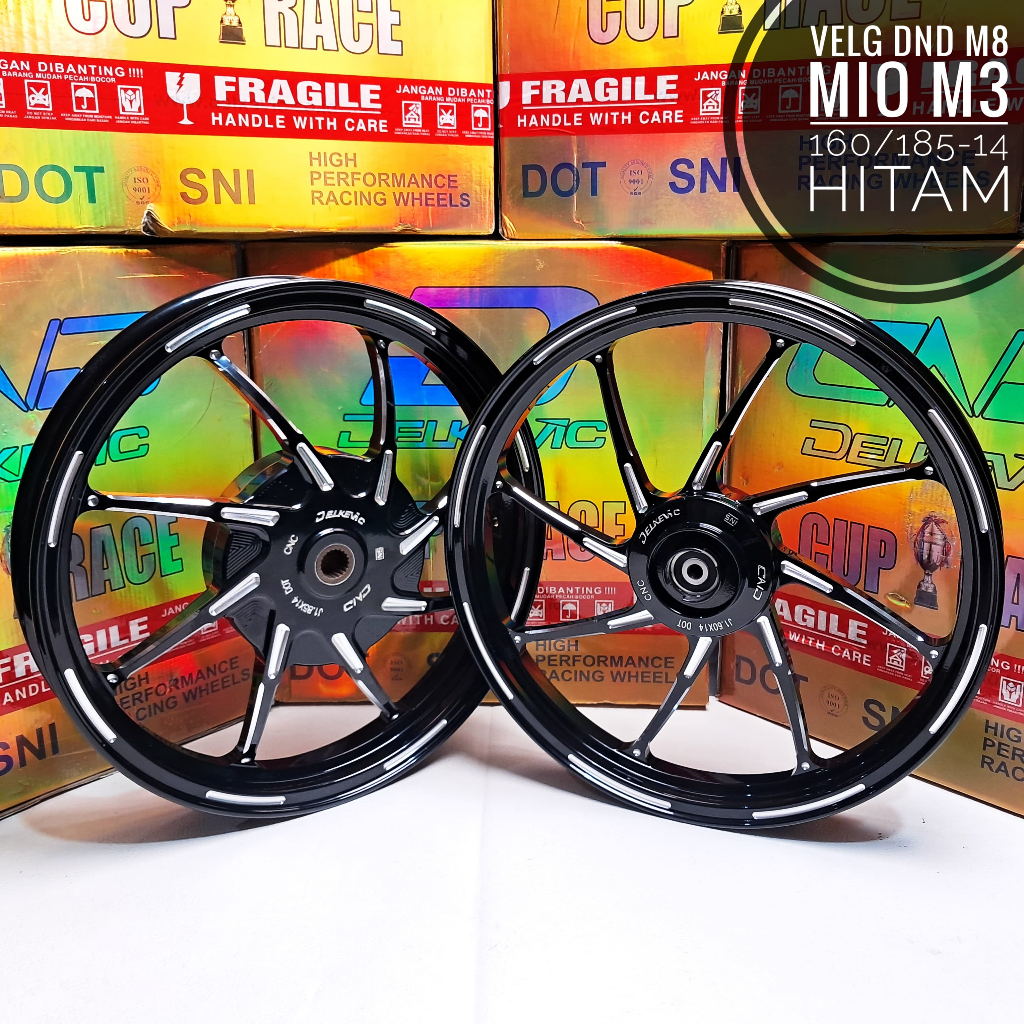 Velg DND Delkevic M8 Miom3/Fino125/MioZ/MioGear125/SoulGt125/xride125 Hitam/biru/orange 160/185x14