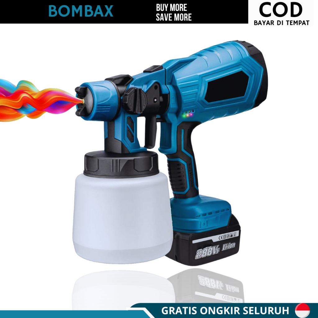 Spray Gun Baterai 2 Baterai 28V Mesin Cat Portable Alat Semprot Cat Otomatis 800ml