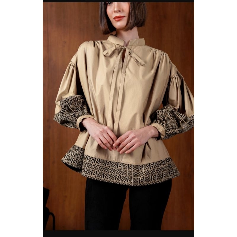 Buttonscarves Monogram Plaid Blouse