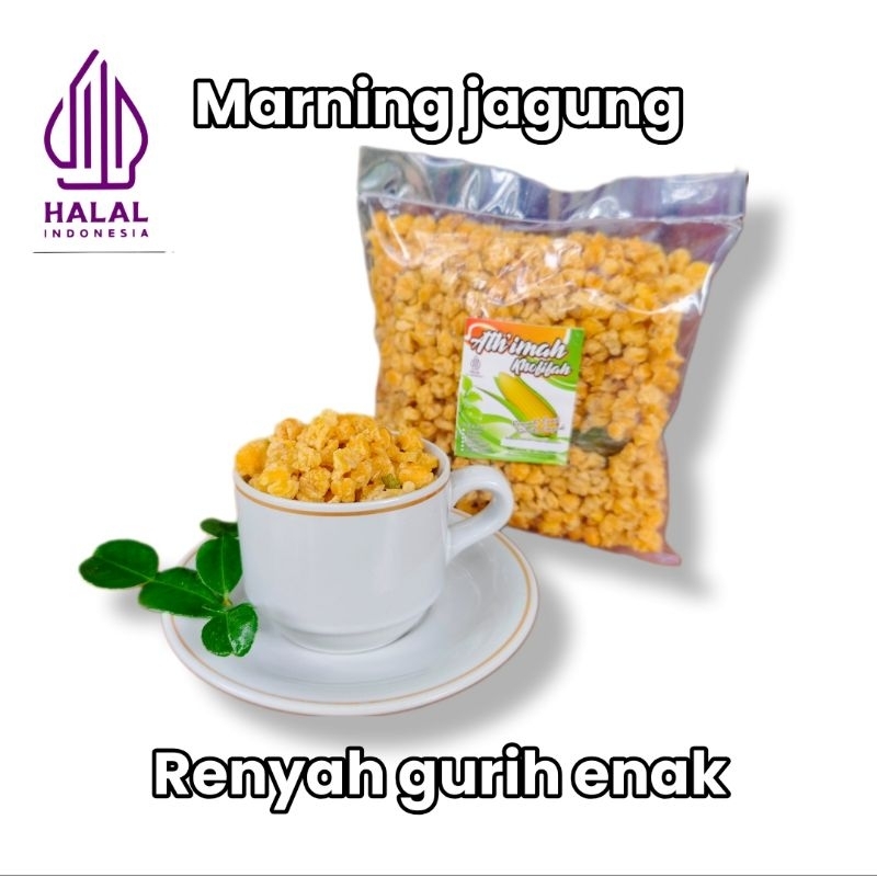 

cemilan marning jagung mekar makanan ringan goreng kering rasa gurih asin aroma daun jeruk purut per bungkus 270 gram