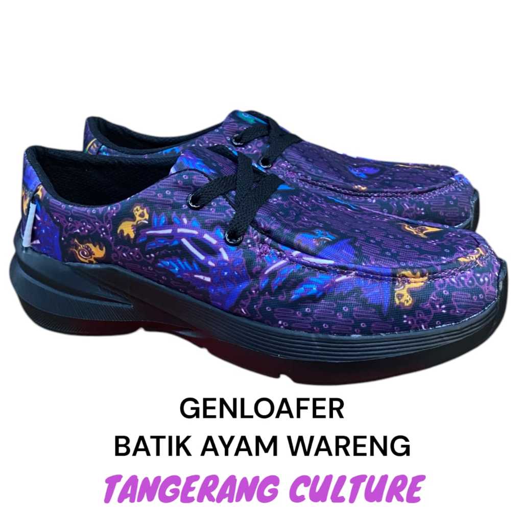 Sepatu LOAFER Batik AYAM WARENG Khas Kabupaten Tangerang Culture Chosamon GENLOAFER Pantofel Fashion