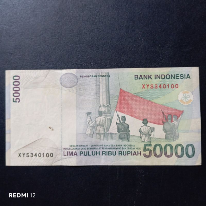 seri x uang kertas 50000 rupiah wr supratman tahun 1999 bekas asli