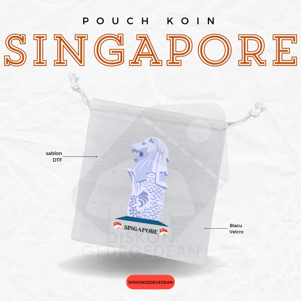 Diskongedegedean Pouch Dompet Koin Souvenir Singapore Dompet Koin Oleh Oleh Singapura Merlion Bahan 