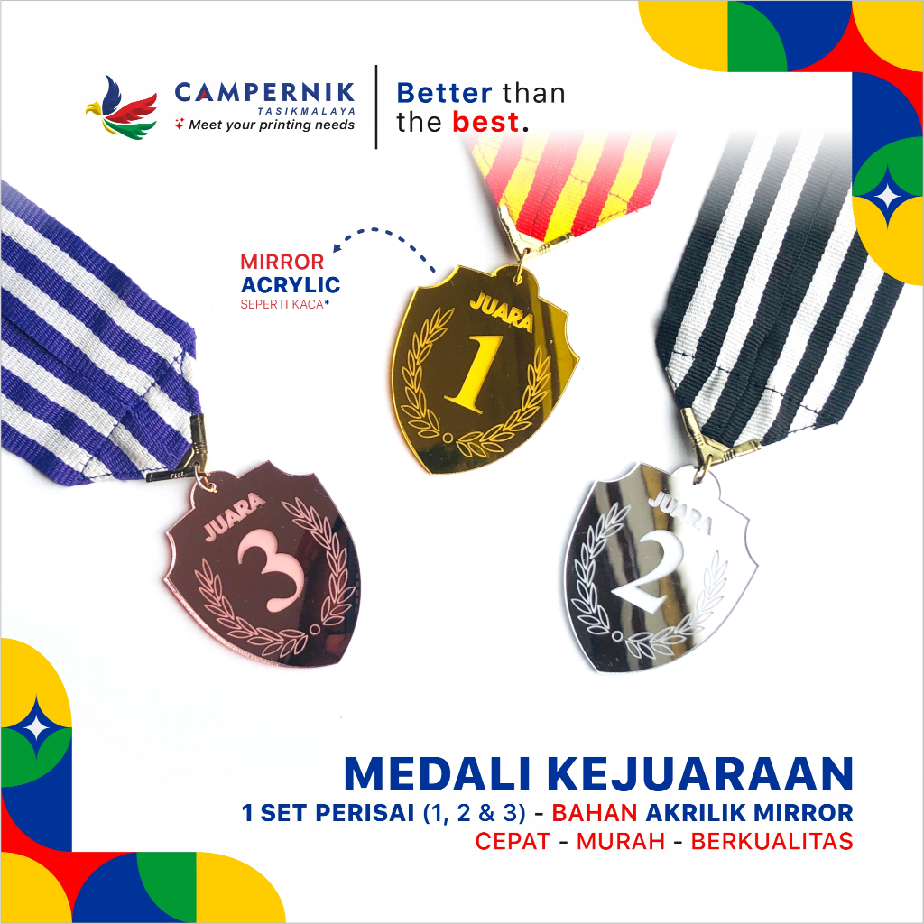 [PERISAI] MEDALI LOMBA KEJUARAAN / MENDALI AKRILIK / MEDALI CUSTOM /MEDALI AKRILIK MIRROR