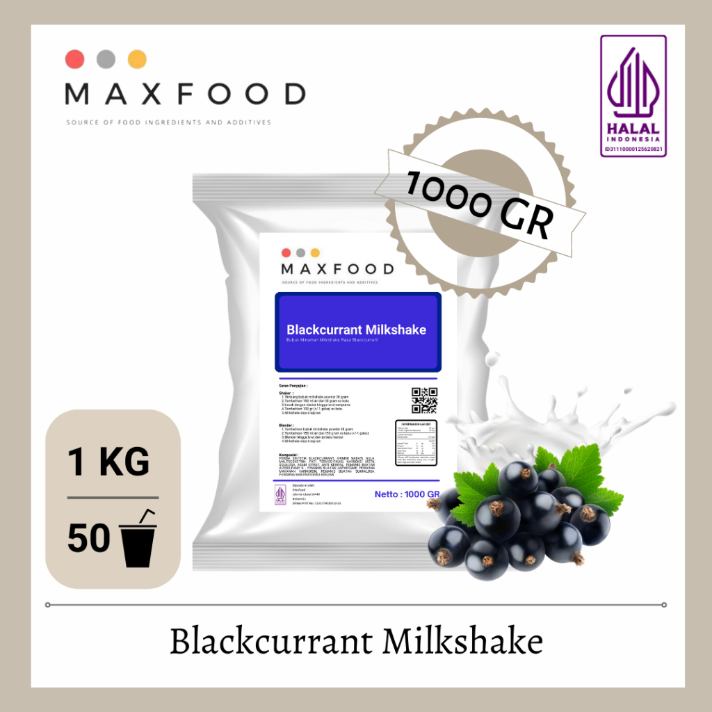 

MAXFOOD PREMIX BLACKCURRANT MILKSHAKE / MAX FOOD BUBUK MINUMAN ANGGUR DENGAN SUSU