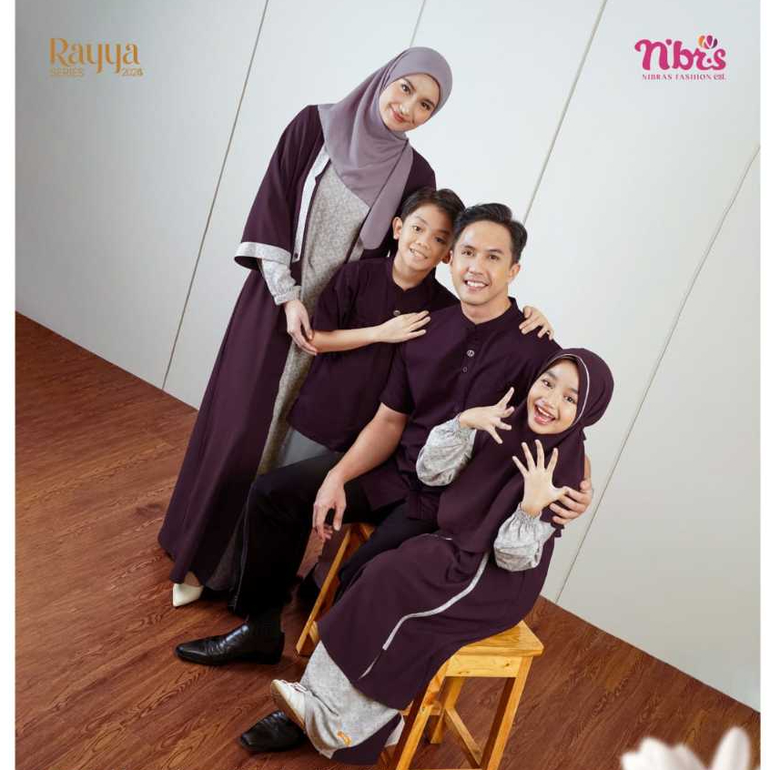 SARIMBIT NIBRAS 2025 ORLIN BURGUNDY SET PAKAIAN KELUARGA WARNA MAROON UNGU GELAP MANGGIS POLOS BAJU 