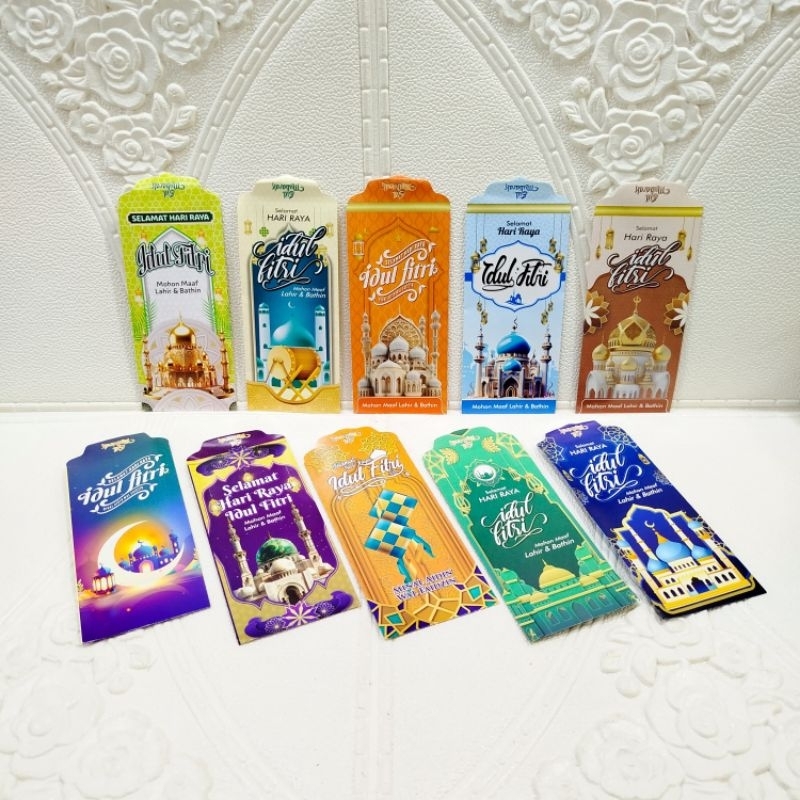 

10 lembar angpau/ amplop lebaran idul fitri gambar MASJID ukuran panjang