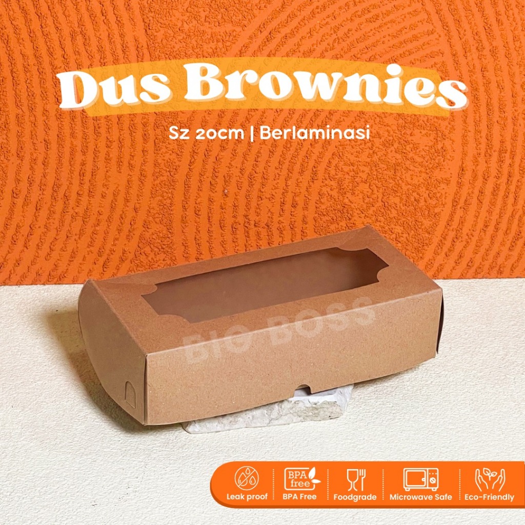 

Dus Kotak Brownies 20x10x5 Coklat Laminasi / Dus Kue Spikoe Donat Bolu Gulung / Dus Cookies