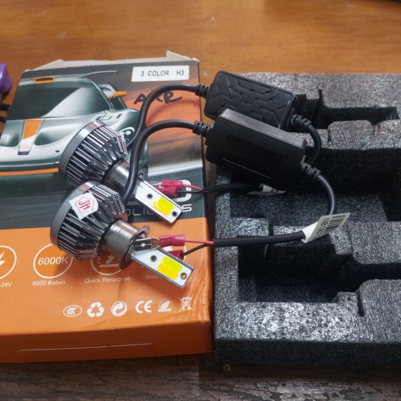 Lampu Led H3 3 warna  6000kelvin Waterproor LED 3 Warna