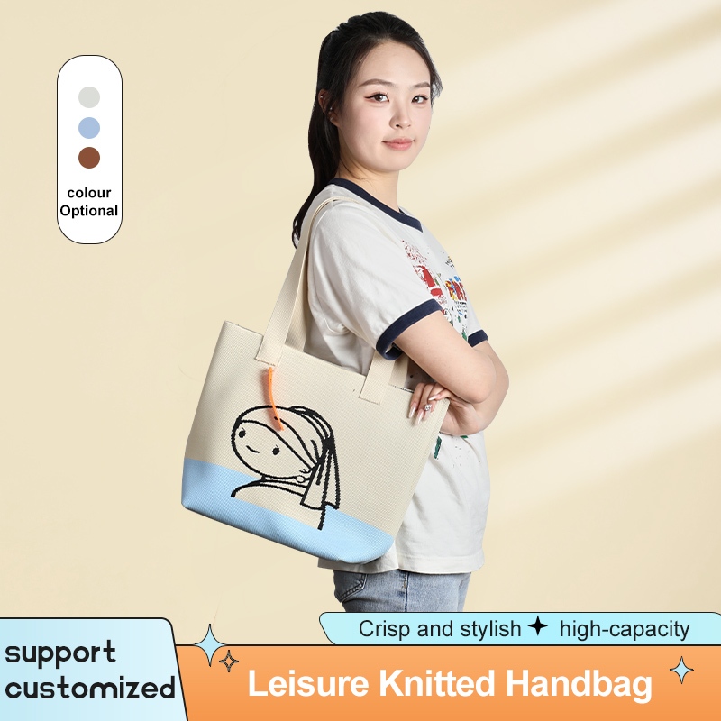 Knitted Tote Bag Jumbo Premium Tas Rajut Wanita Hand Bag Kerja Kuliah MOTIF GIRL - T212