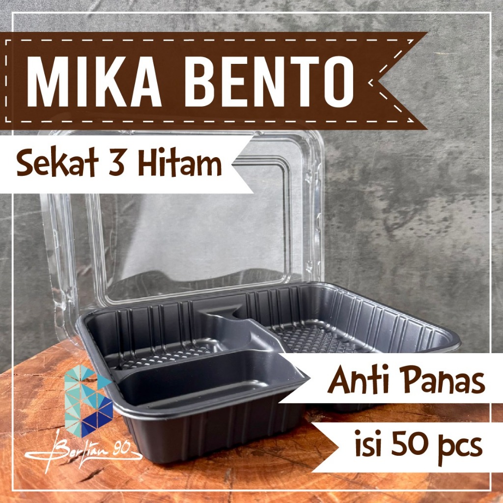 Mika Bento Sekat 3 Isi 50 / Mika Bento 3 Sekat / Mika Bento Plastik