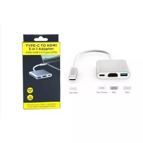 Converter Kabel Type C to HDMI + Type C + Usb 3.1 [ Sambungan HDMI ]