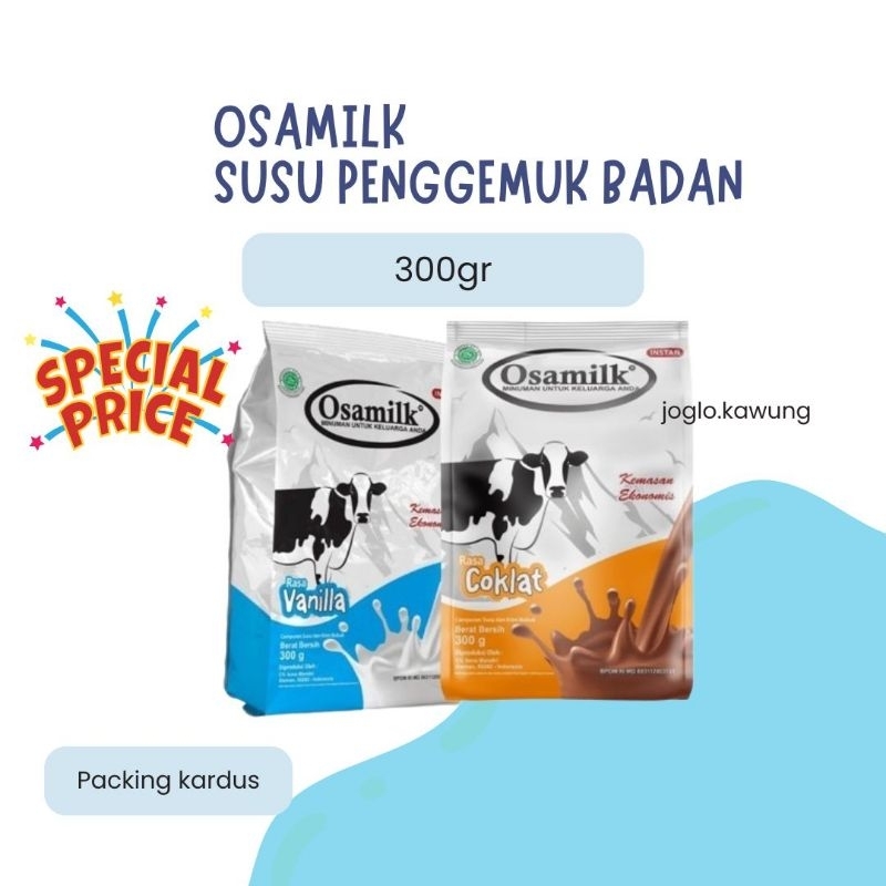 

Baru .. Osamilk 300gr susu penggemuk badan rasa coklat & vanila