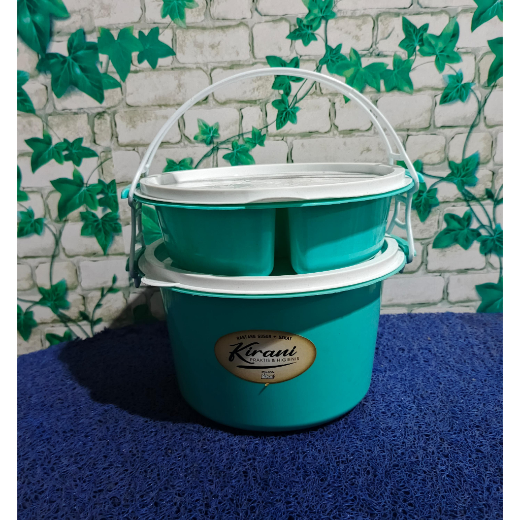 SET (ISI 6 PCS) RANTANG BULAT SUSUN 2 SEKAT KIRANI WARNA / RANTANG SUSUN 2 / RANTANG PLASTIK / TEMPA