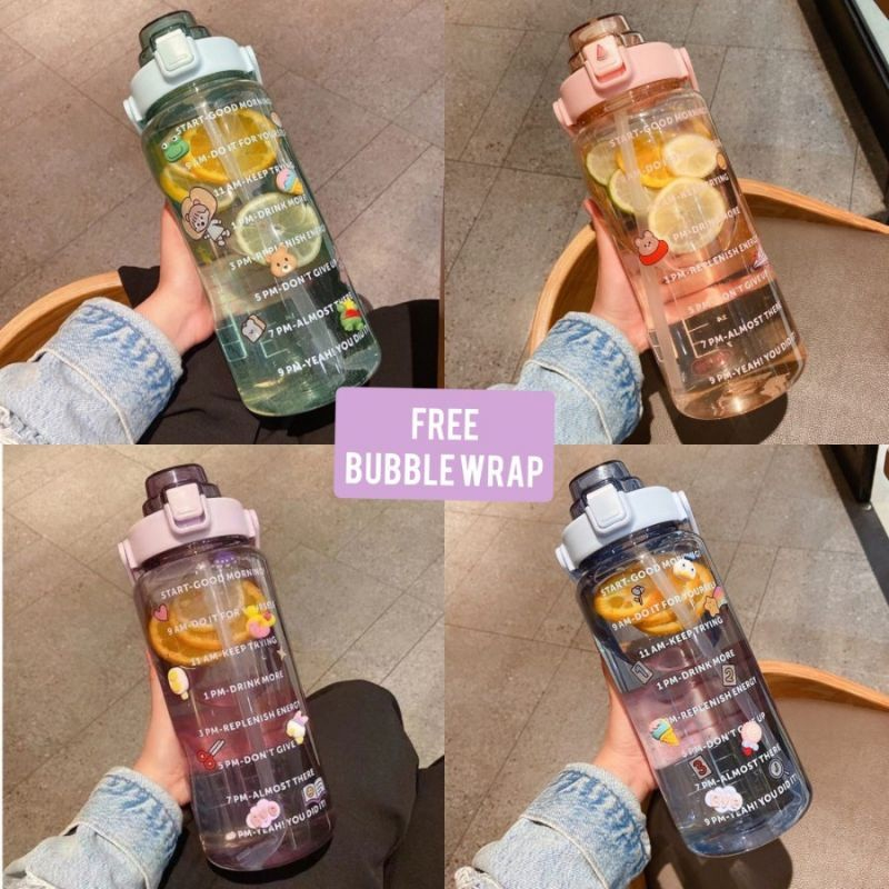 ( BISA COD ) BOTOL MINUM VIRAL MOTIVASI 2L BENING / Botol 2L Transparan Free 3D&2D - TERLARIS