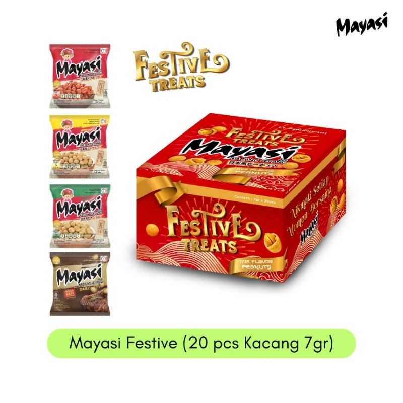 

TERMURAH !!! MAYASI FESTIVE ASSORTED KALENG ISI 20PCS KACANG @7GR